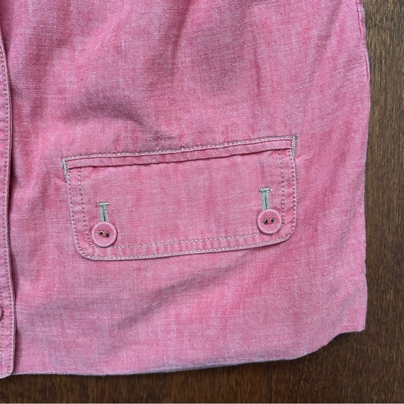 J. Jill Pink Hooded 100% Cotton Chambray Jacket, Size Small - Picture 11 of 15
